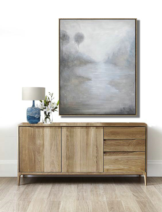 Abstract Painting Extra Large Canvas Art,Abstract Landscape Painting,Original Abstract Painting Canvas Art,White,Grey,Black